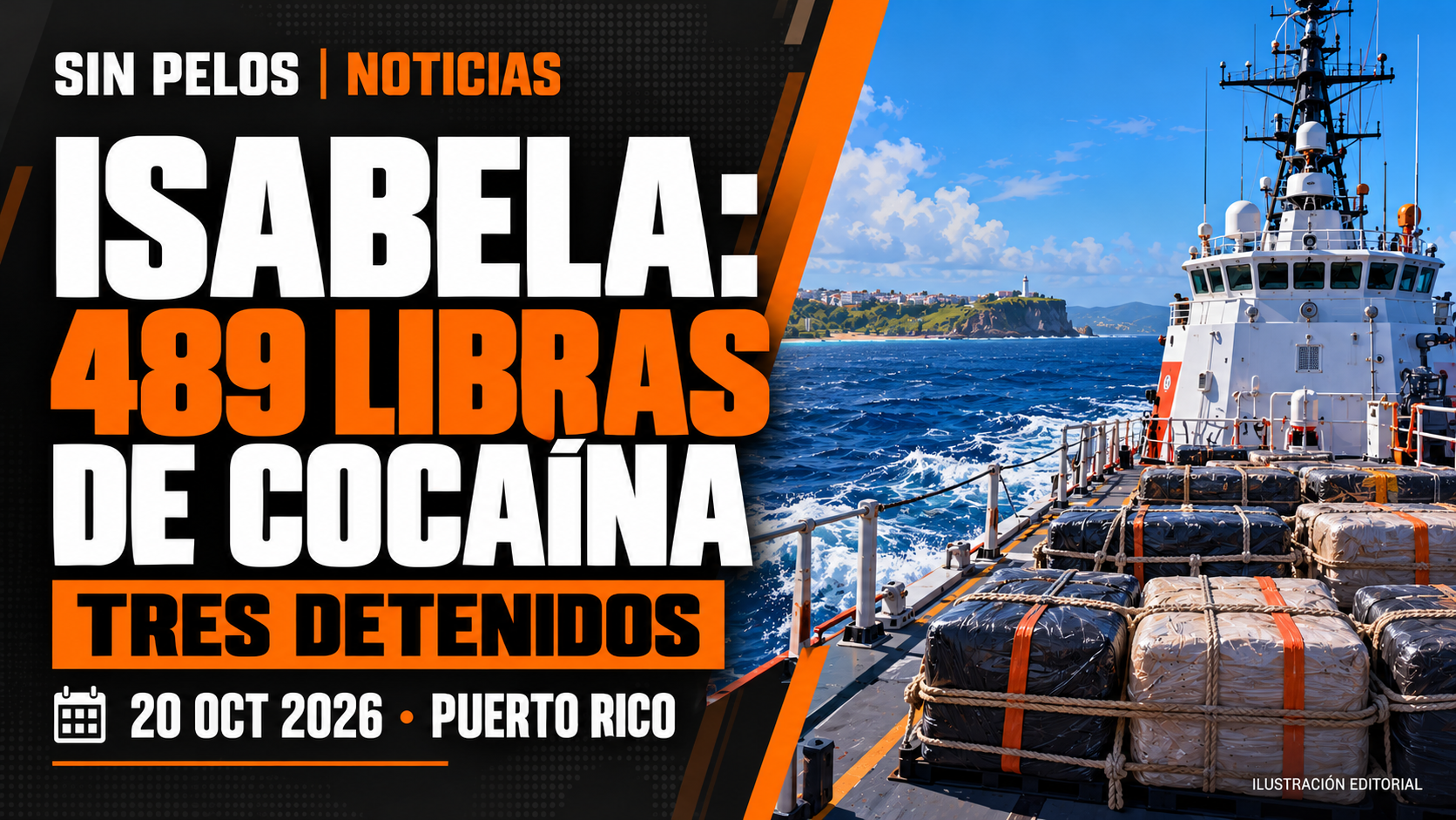 Guardia Costera incauta 489 libras de cocaína al norte de Isabela; tres detenidos