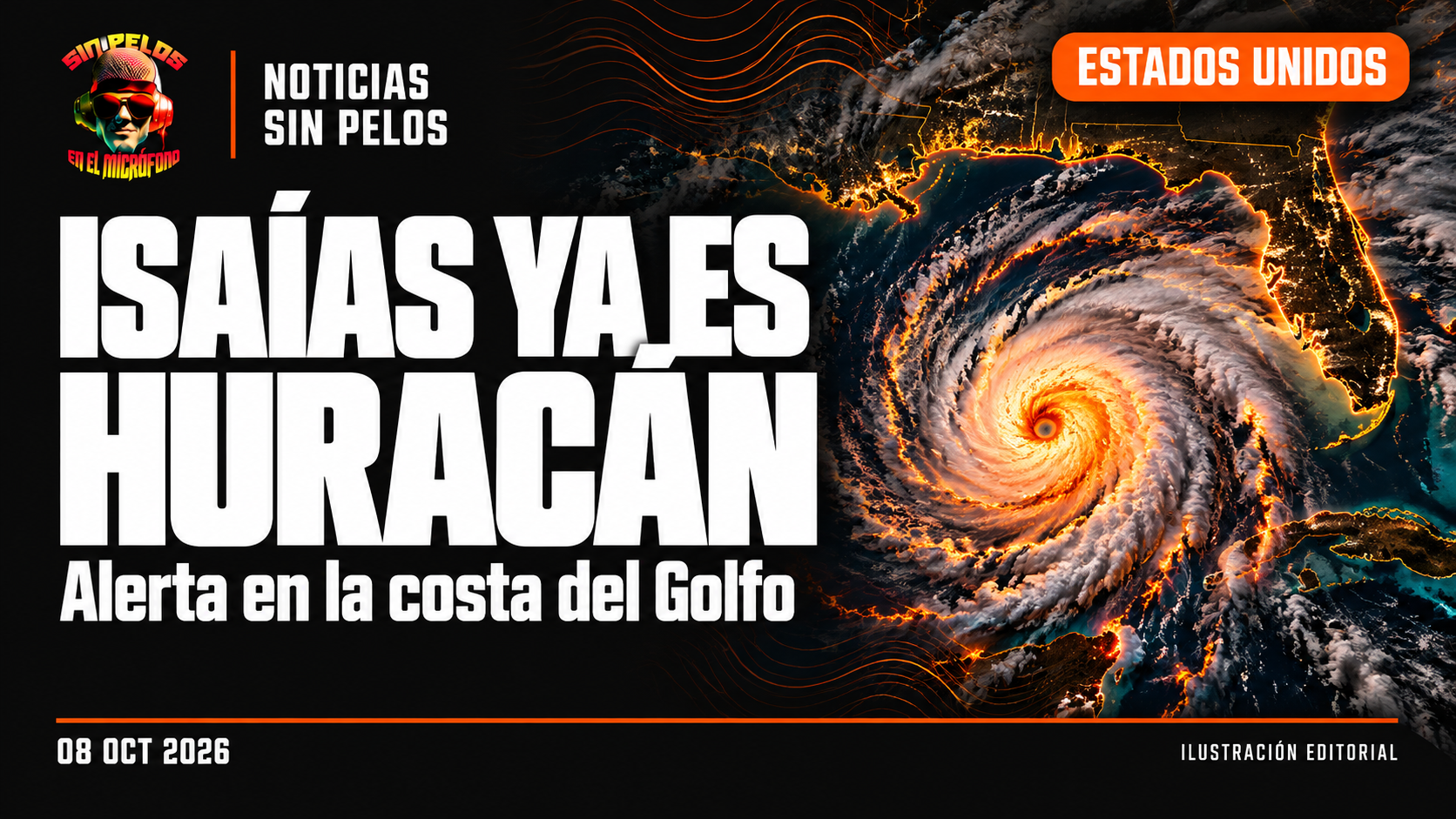 ISAÍAS SE FORTALECE A 105 MPH Y MANTIENE ALERTAS EN LA COSTA DEL GOLFO