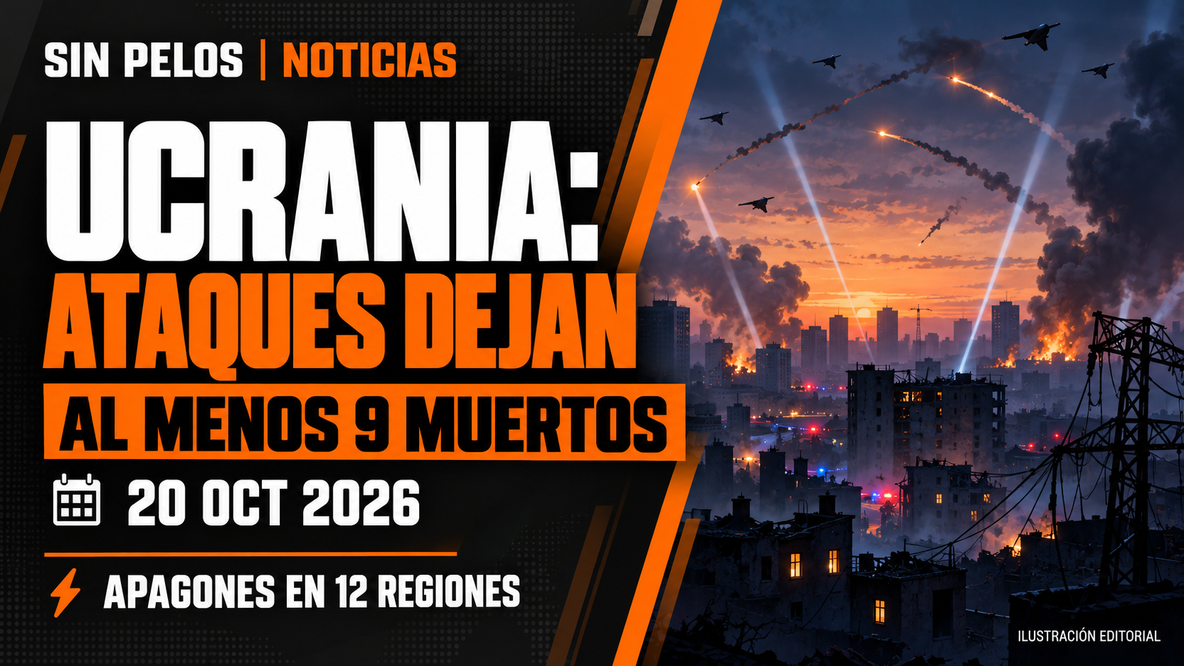 Ataques rusos dejan al menos nueve muertos y apagones en 12 regiones de Ucrania