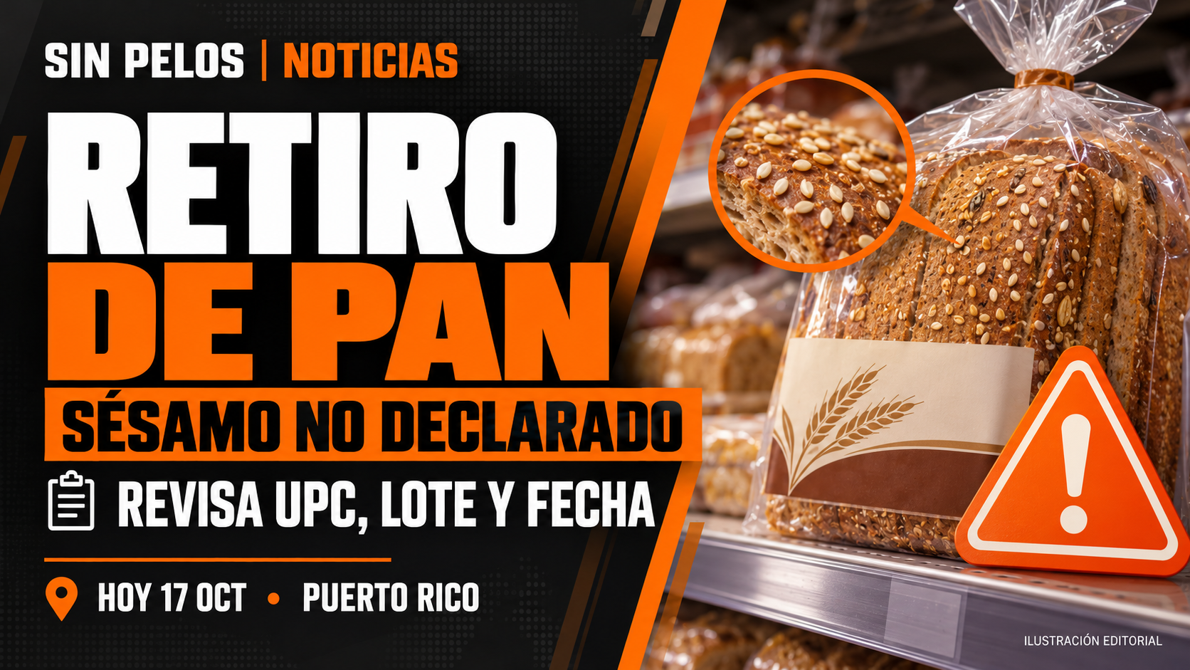 Retiran lotes de pan Para Bien Al Grano por sésamo no declarado en Puerto Rico