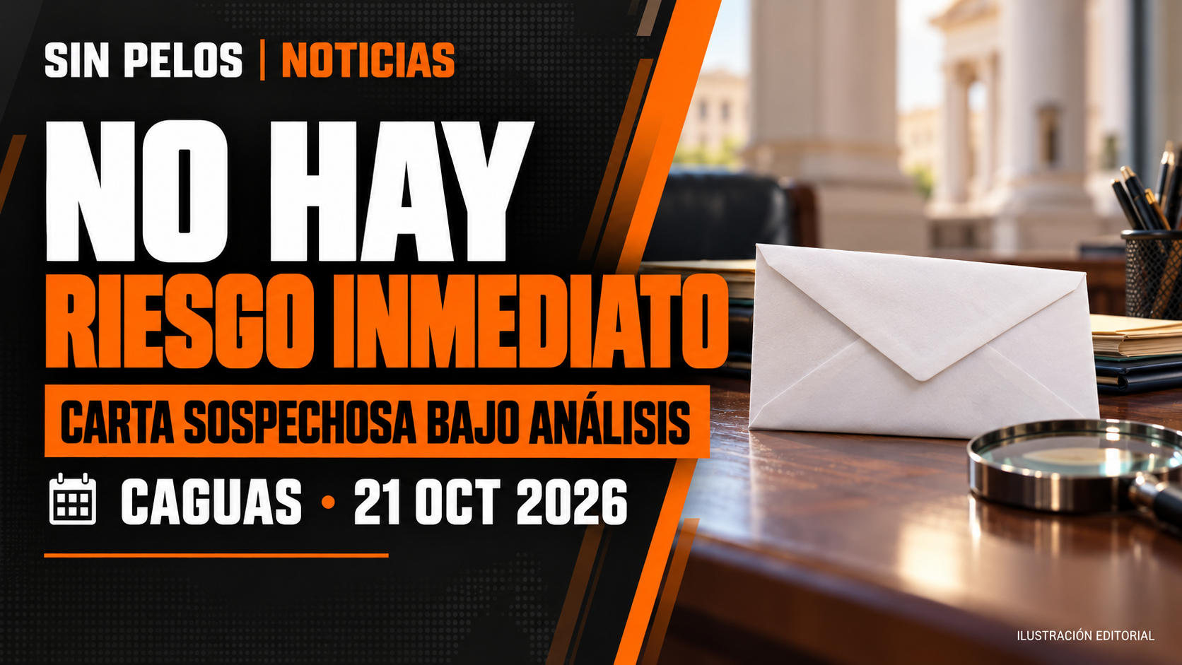Pruebas preliminares descartan riesgo inmediato por carta recibida en oficina de Pablo José en Caguas