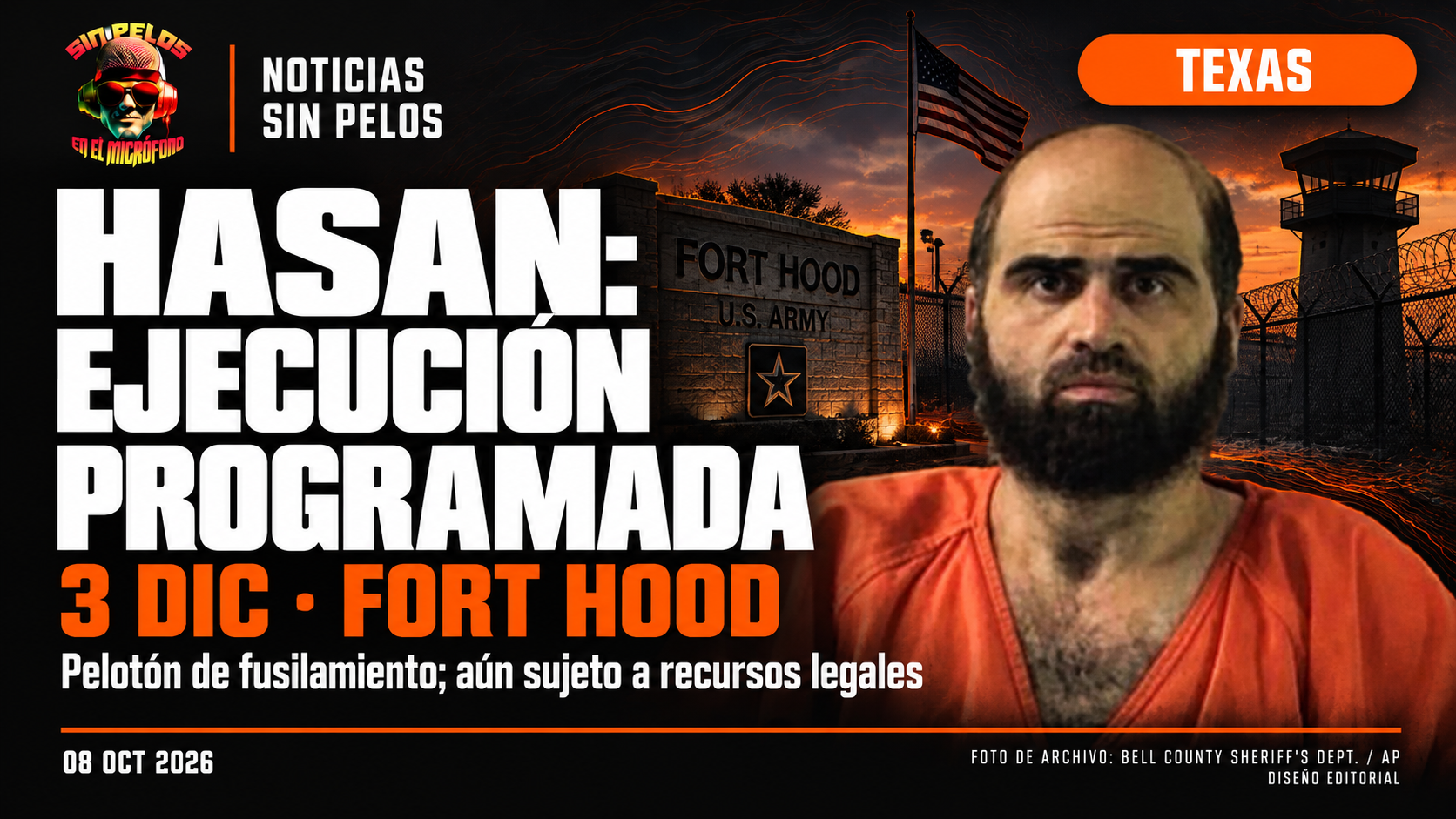 FUSILAMIENTO EN FORT HOOD: Ejército programa la ejecución de Nidal Hasan para el 3 de diciembre