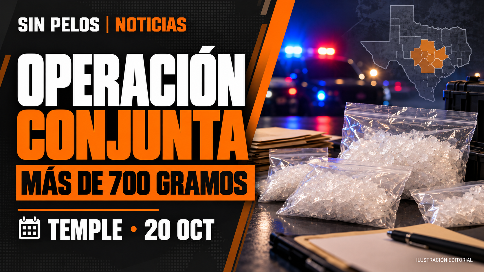 Policía de Temple reporta dos arrestos y más de 700 gramos de metanfetamina incautados