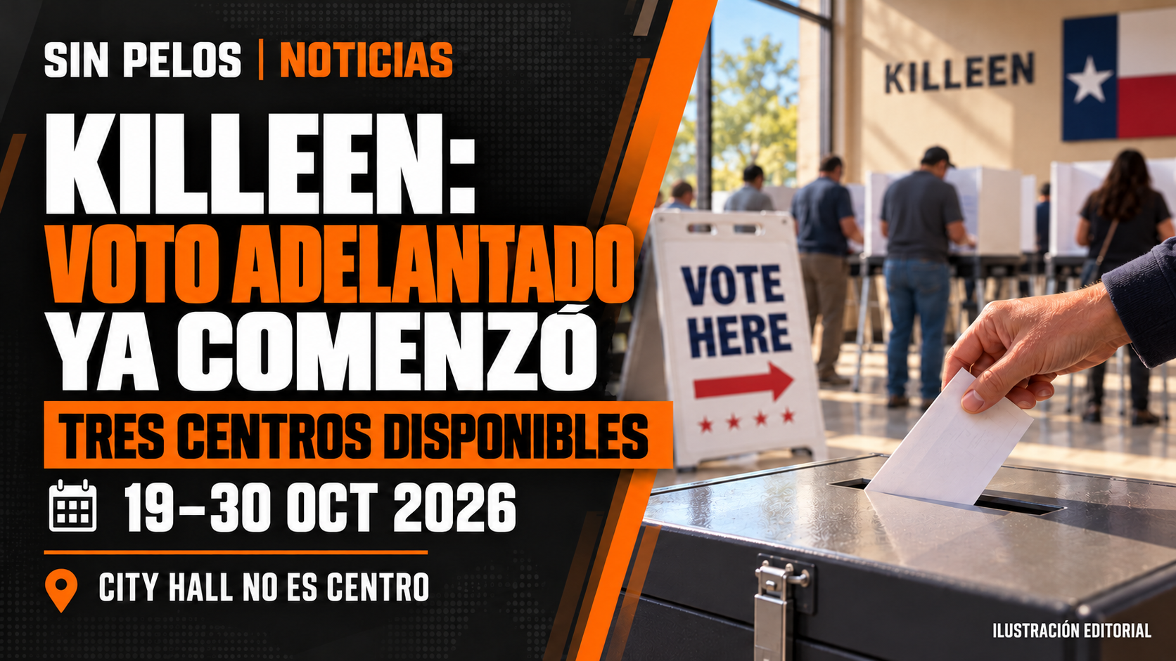 Comienza el voto adelantado en Killeen: tres centros y una elección municipal que no debes pasar por alto