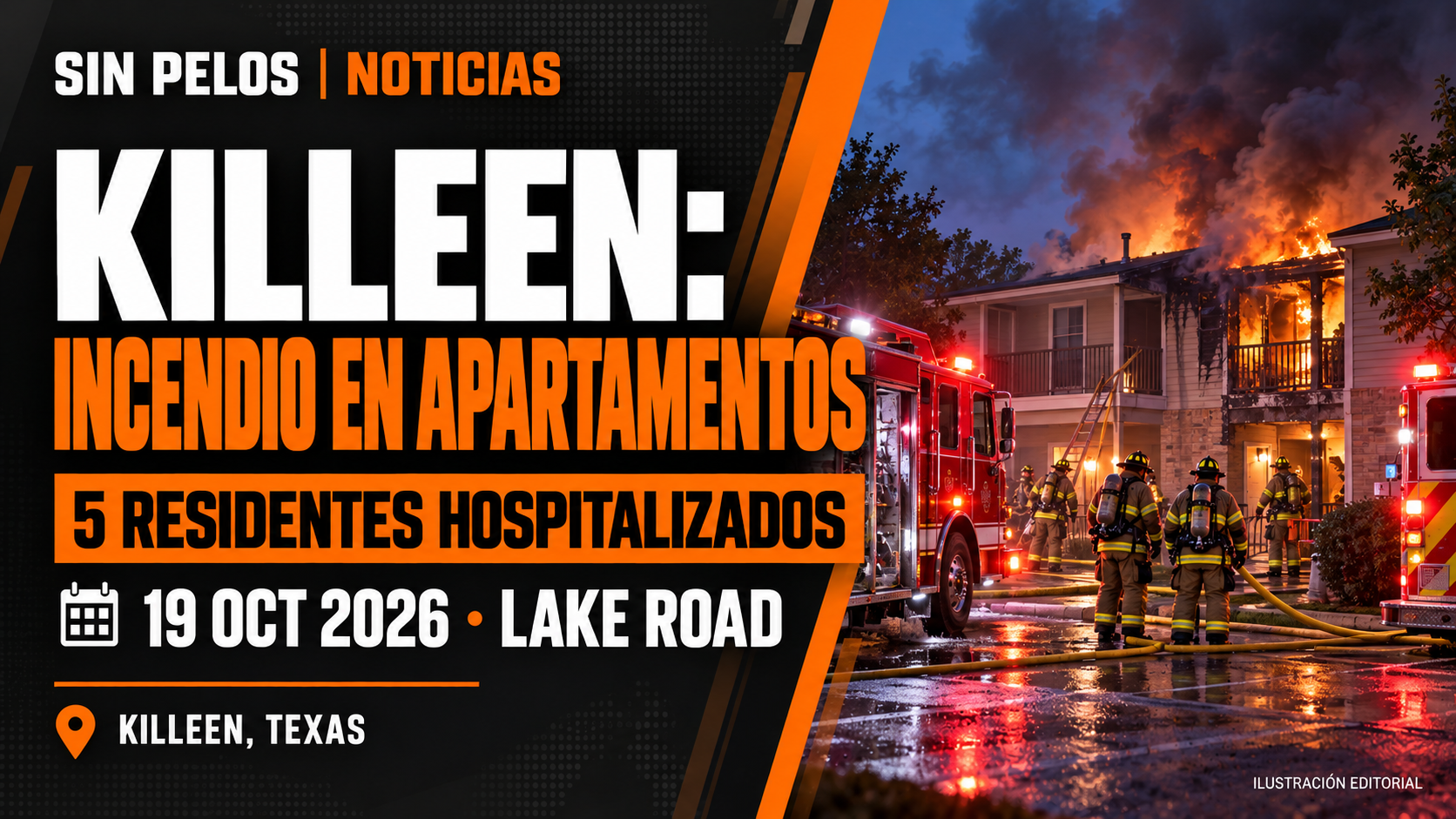 Incendio en apartamentos de Killeen deja cinco residentes hospitalizados y nueve desplazados
