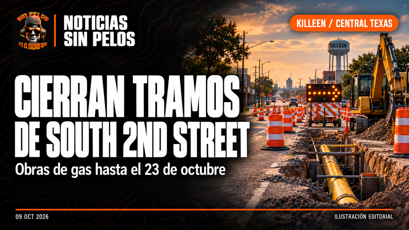 KILLEEN: OBRAS CERRARÁN TRAMOS DE SOUTH 2ND STREET HASTA EL 23 DE OCTUBRE
