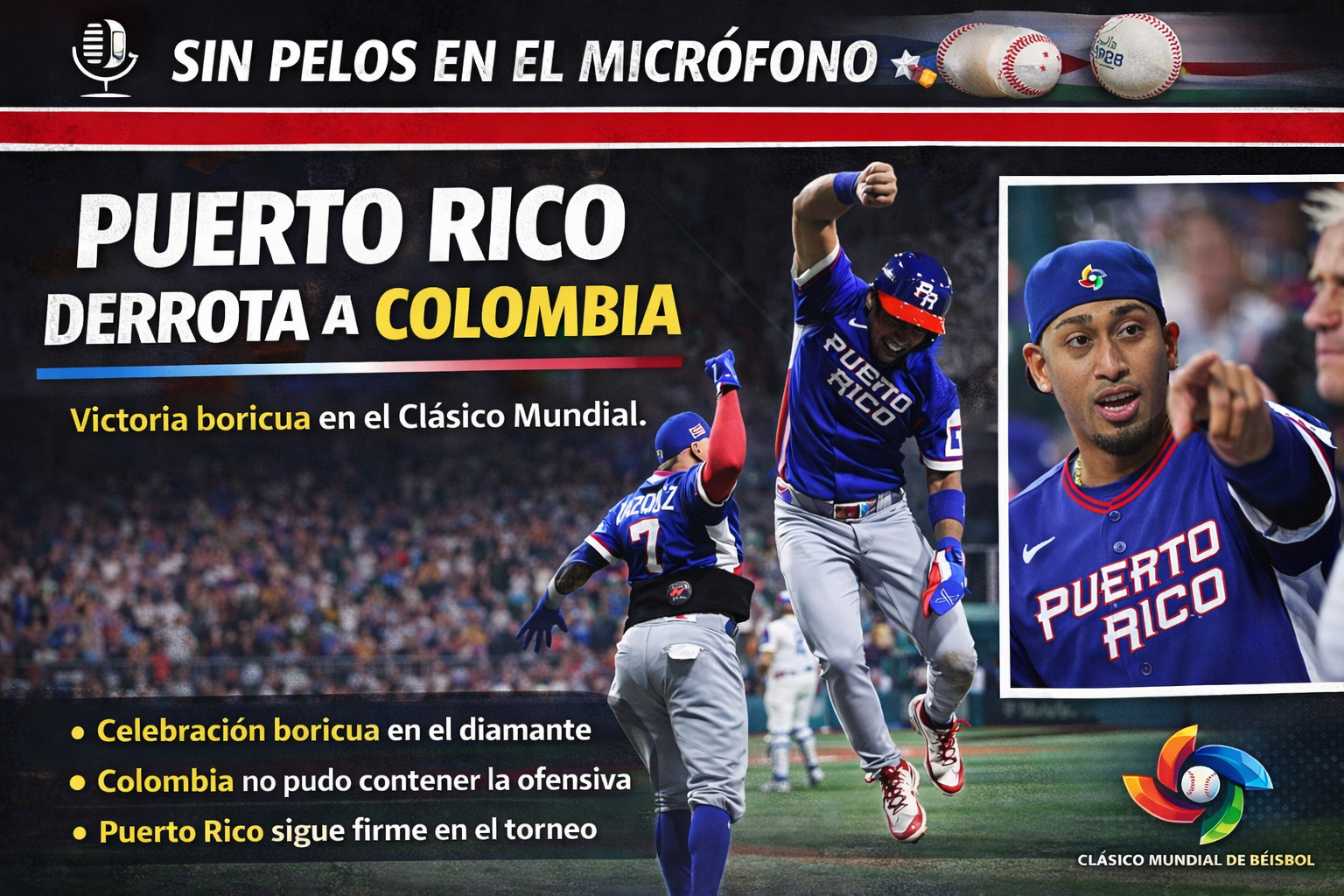 AGUA PA’ LOS GALLOS: PUERTO RICO BLANQUEA 5-0 A COLOMBIA EN EL CLÁSICO