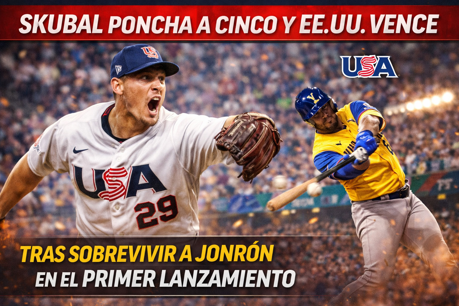 Skubal poncha a cinco y EE.UU. vence tras sobrevivir a jonrón en el primer lanzamiento