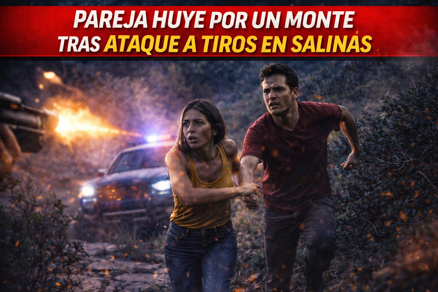 Pareja huye por un monte tras ataque a tiros en Salinas