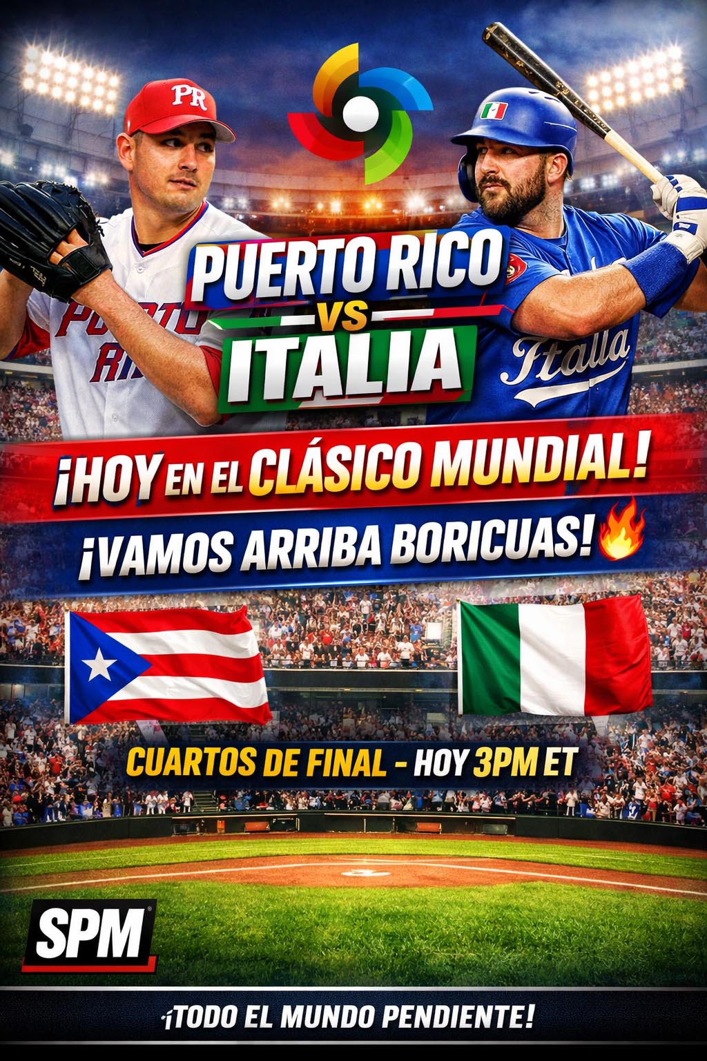 Puerto Rico vs Italia HOY en el Clásico Mundial: ¡vamos arriba boricuas!