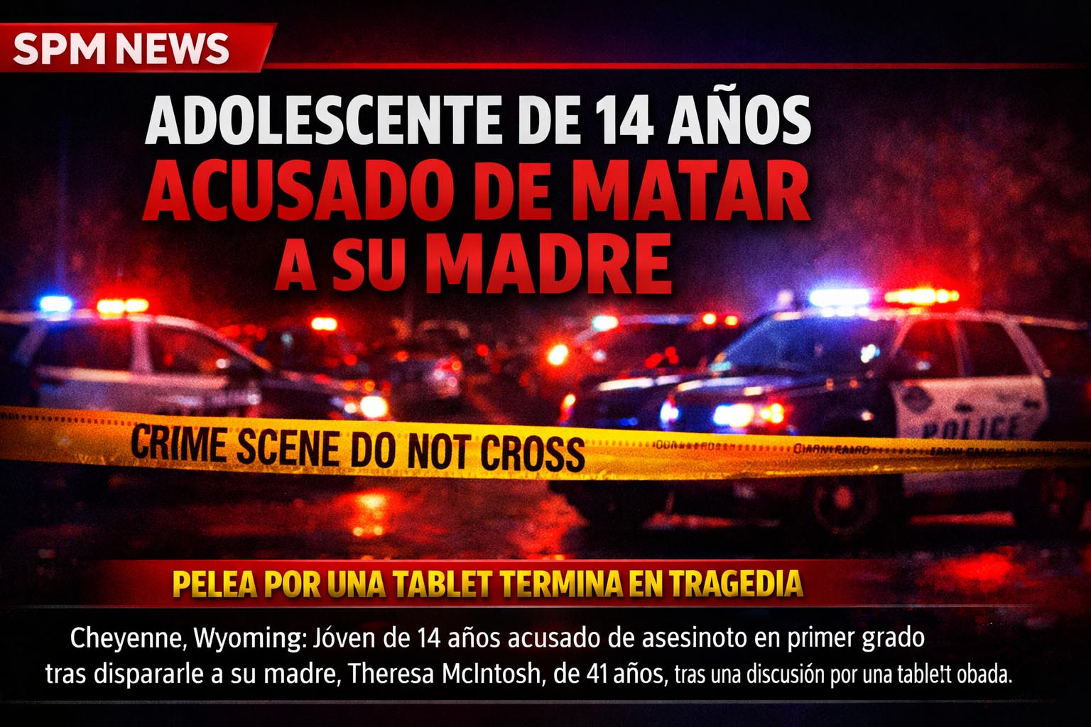 Adolescente de 14 años en Wyoming es acusado de matar a su madre tras pelea por una tablet