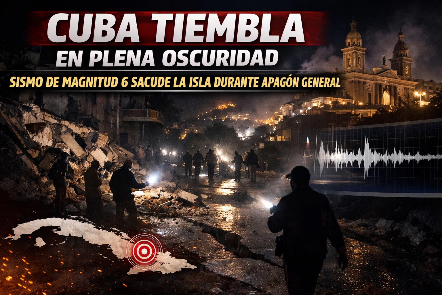 Cuba tiembla en plena oscuridad: sismo de magnitud 6 sacude la isla durante apagón general
