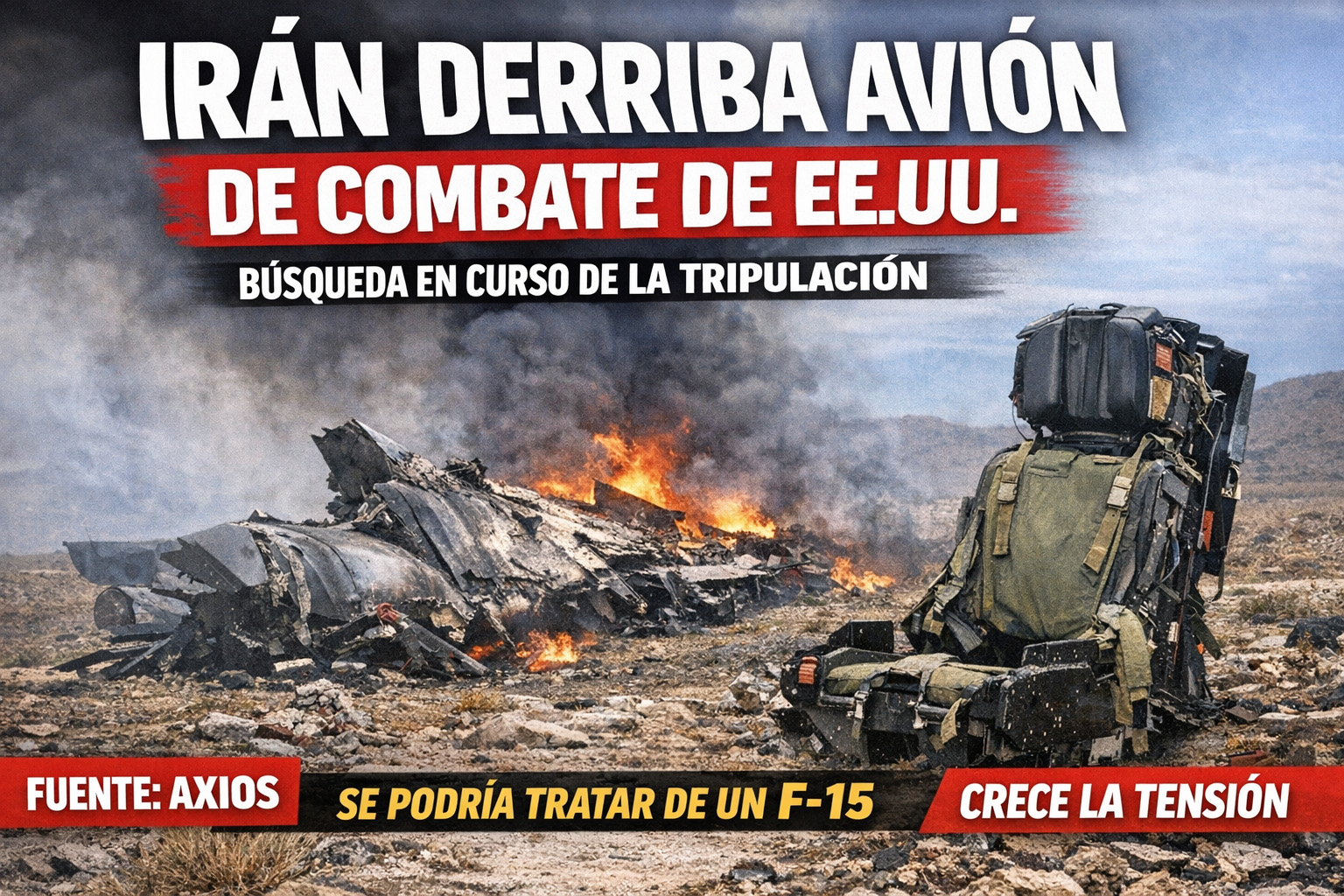 Irán asegura haber derribado un avión de combate de EE.UU. y hay búsqueda activa de la tripulación