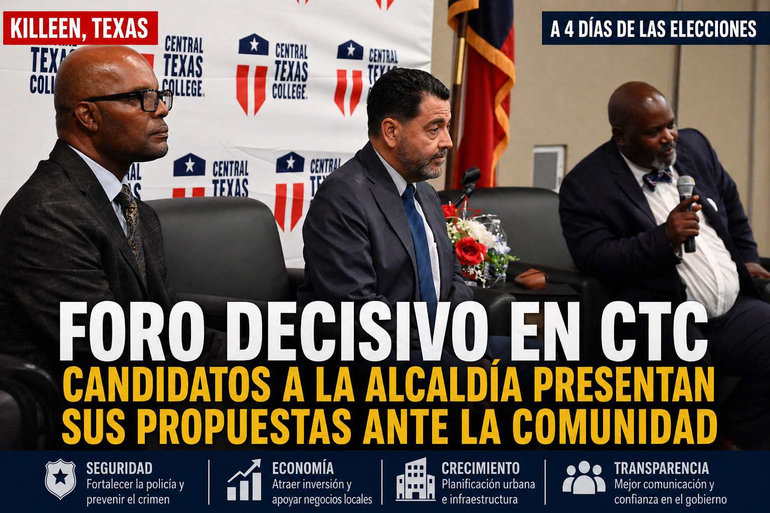 Candidatos a la alcaldía de Killeen detallan propuestas en foro clave previo a elecciones