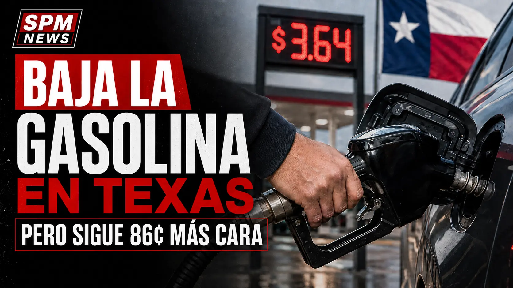 Gasolina baja en Texas, pero sigue costando 86 centavos más que hace un año